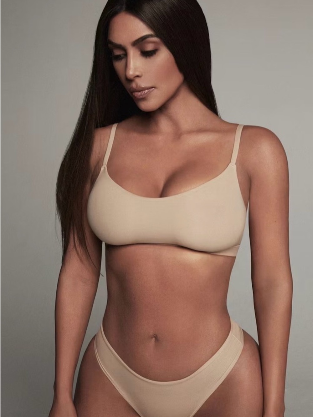 NWT SKIMS Fits Everybody Dipped Front Beige Thong Color Ochre Size XXS